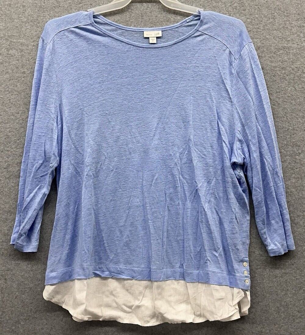 J Jill Sweater Womens XL Scoop Neck Love Linen Layered Pullover Long Sleeve baby